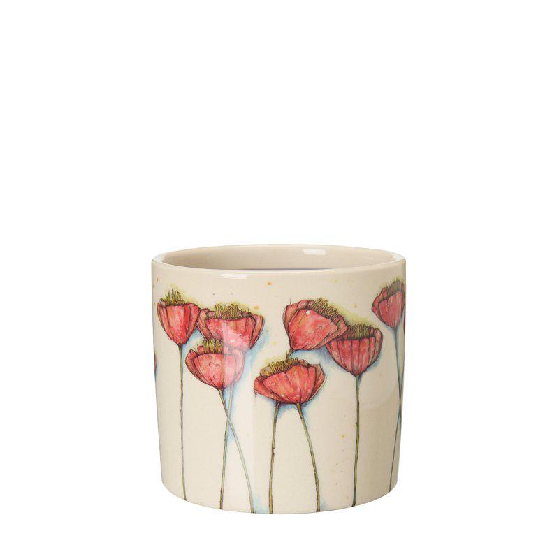 Valma Pot  White/Red Ø12 X H10Cm - Pots - Windyridge Garden Centre
