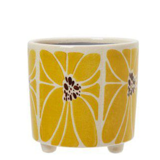 LARA Pot White/Yellow Ø14 x15cm