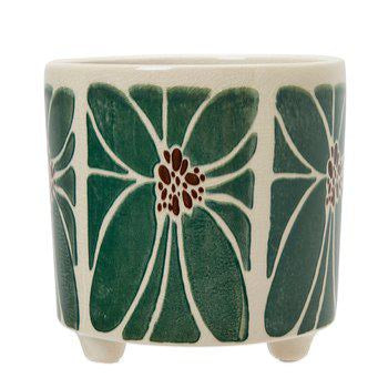 LARA Pot White/Green Ø17 x 17cm