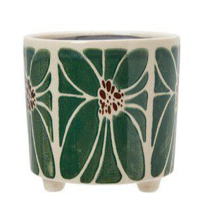 LARA Pot White/Green Ø14 x 15cm