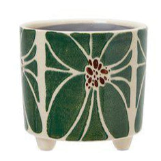 LARA Pot White/Green Ø12 x 11cm