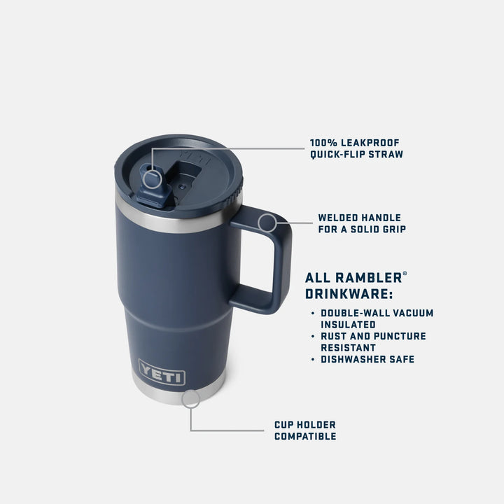 YETI RAMBLER 20 OZ TRAVEL STRAW MUG PAMPA GREEN