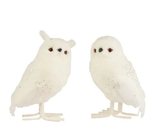 Owl polyester glitters  white L.15cm x W.20cm x H.25cm