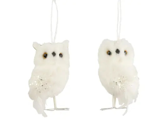 Owl polyester glitters  white L.6cm x W.6cm x H.12cm