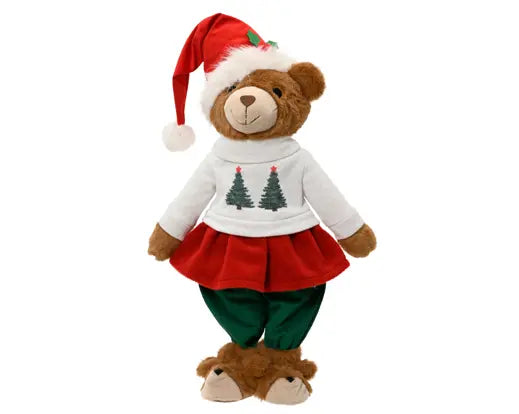 Bear polyester girl standing red/brown L.33cm x W.17cm x H.60cm