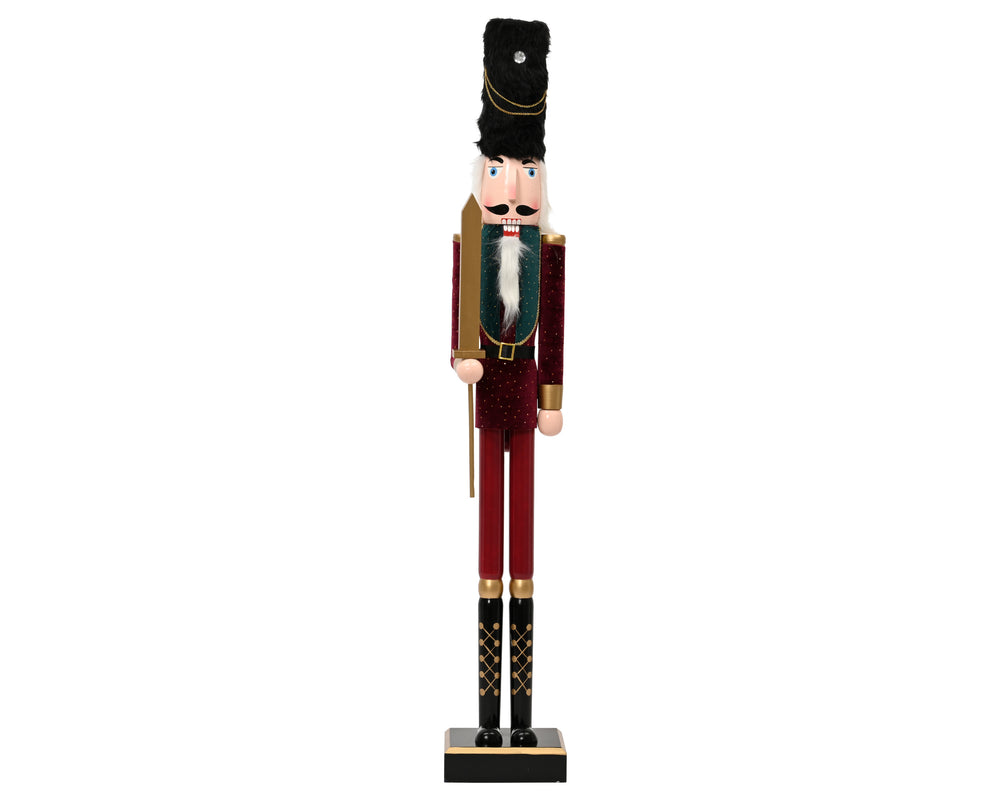 Nutcracker pinewood velvet w gold glitter dots burgundy/colour(s) L.10cm x W.9cm x H.48cm