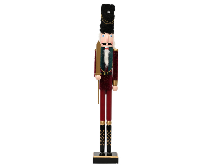 Nutcracker pinewood velvet w gold glitter dots burgundy/colour(s) L.10cm x W.9cm x H.48cm