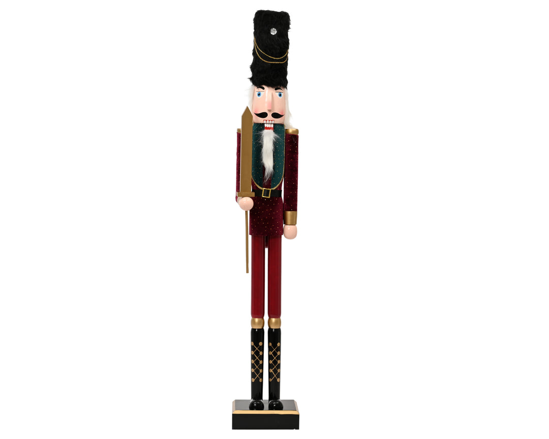 Nutcracker pinewood velvet w gold glitter dots burgundy/colour(s) L.19.5cm x W.17cm x H.120cm
