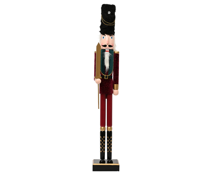 Nutcracker pinewood velvet w gold glitter dots burgundy/colour(s) L.19.5cm x W.17cm x H.120cm