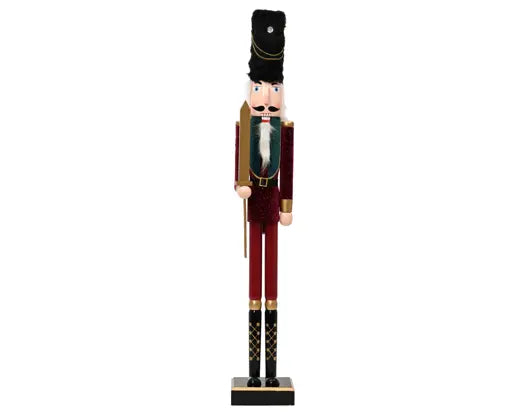 Nutcracker pinewood velvet w gold glitter dots burgundy/colour(s) L.14cm x W.13cm x H.89cm