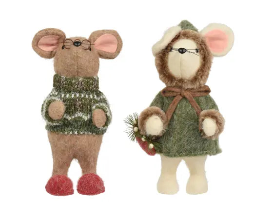 Mouse wool clothes, bag, green, pearls  green/colour(s) L.16cm x W.13cm x H.30cm