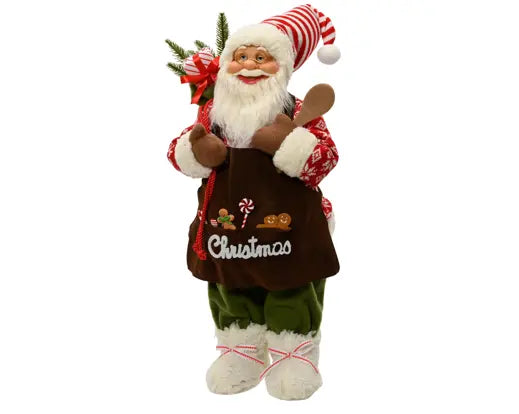 Santa plastic polyester fabric, branches, foam presents with ribbion on foot red/colour(s) L.35cm x W.16cm x H.60cm