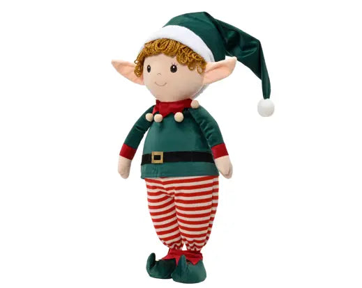 Elf polyester standing soft body green/red L.26cm x W.20cm x H.90cm