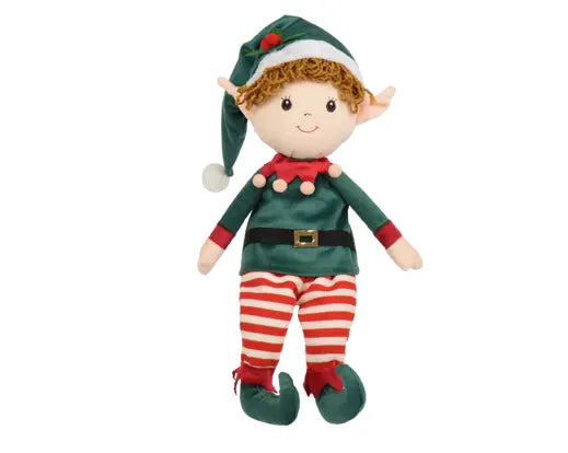 Elf polyester sitting with legs styrofoam hard body green/red L.18cm x W.12cm x H.60cm