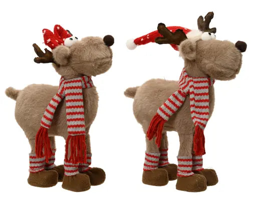 Reindeer polyester standing styrofoam hard body  assorted L.21cm x W.15.5cm x H.28cm
