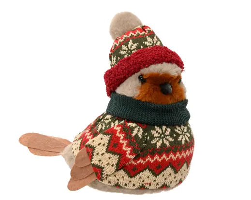 Bird polyester polyester hat and cloth green/red L.29cm x W.16cm x H.25cm