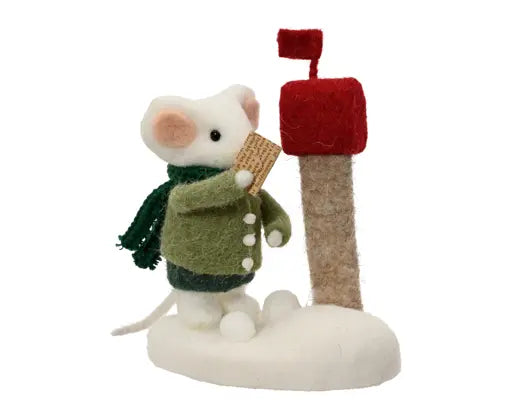 Mouse wool oxblood mailbox green/colour(s) L.8cm x W.14cm x H.19cm