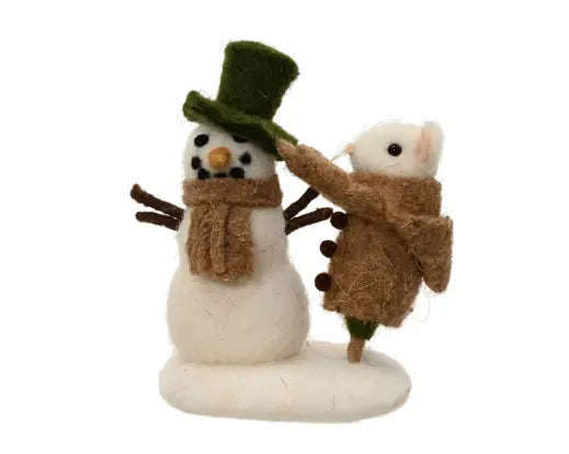 Mouse wool cooked wool snowman brown/colour(s) L.7cm x W.13cm x H.14cm