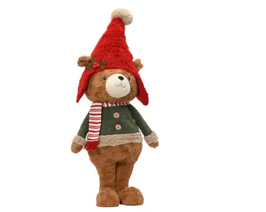 Bear polyester standing w hat brown/colour(s) L.38cm x W.25cm x H.95cm