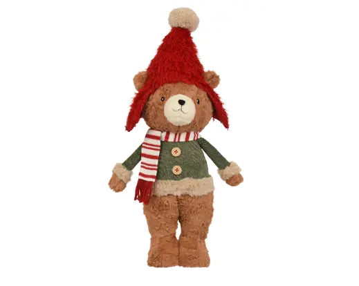 Bear polyester standing w hat brown/colour(s) L.19cm x W.15cm x H.52cm