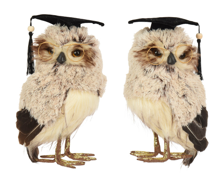 Owl artificial fur feathers 2ass grey L.13cm x W.18cm x H.27cm