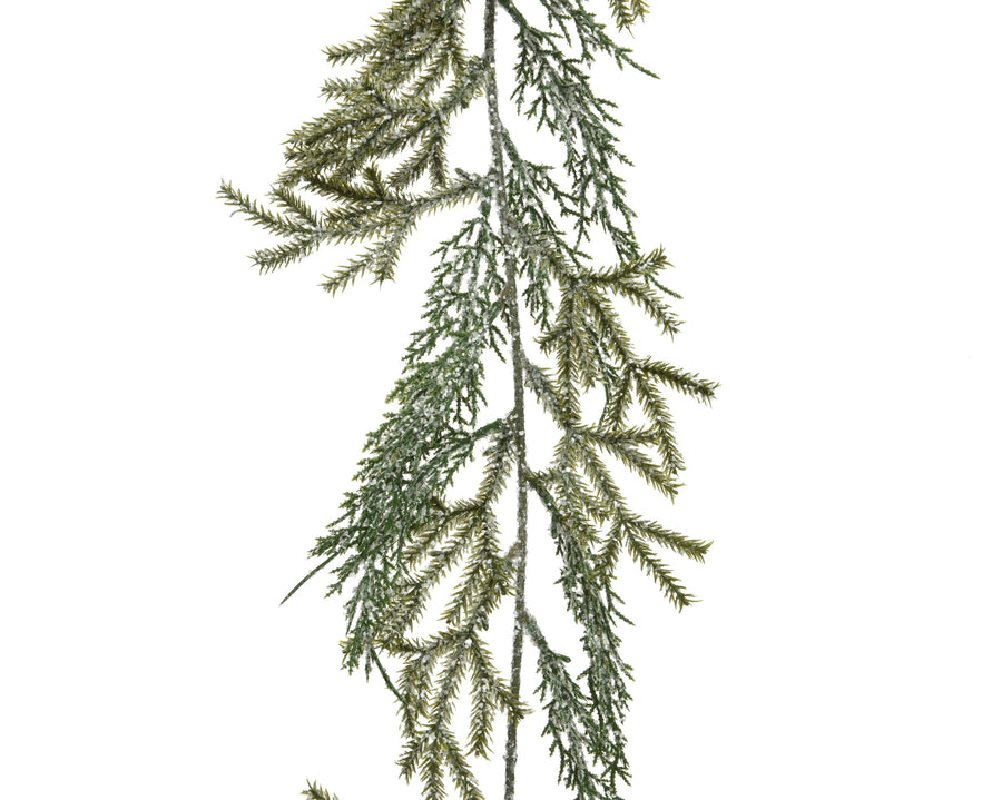 Green Christmas garland with snow glitter finish, 1.8m long