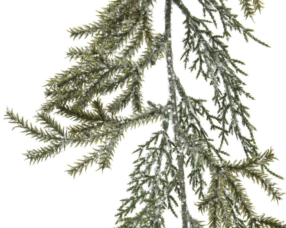 Green Christmas garland with snow glitter finish, 1.8m long, alternate view