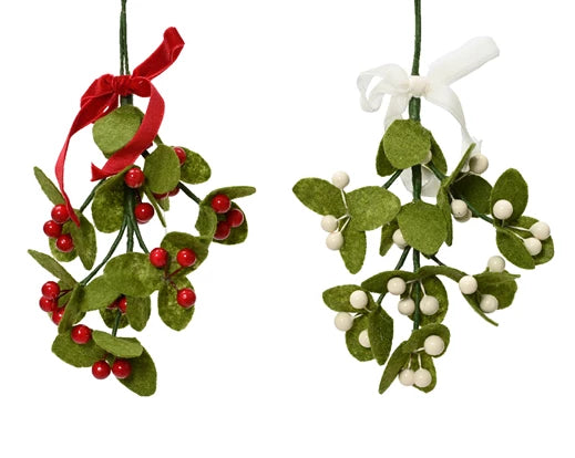 Mistletoe hanging felt felt bow 2col ass assorted L.10cm x W.1cm x H.14cm