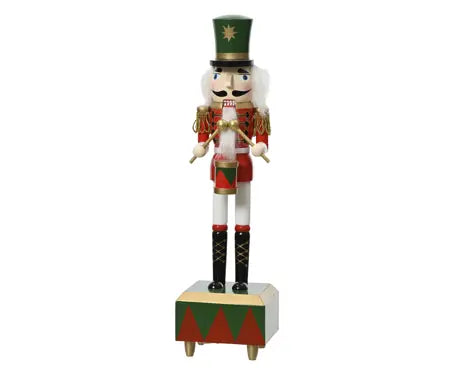 Nutcracker pinewood on base red L.12cm x W.11cm x H.30cm