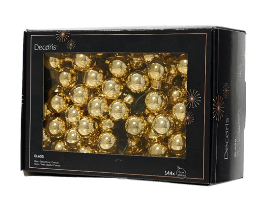 Baubles on wire glass shiny light gold
