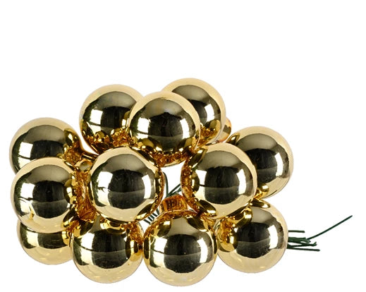 Baubles on wire glass shiny light gold
