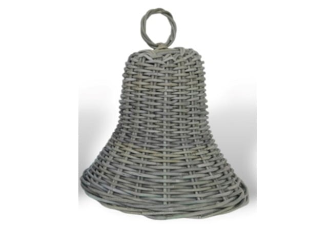 Christmas Deco Bell Rattan Grey d30h30cm