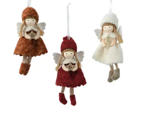 Angel polyester with satin hanger   L.18cm x W.9cm x H.4cm