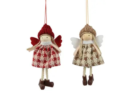 Angel polyester with knitted hat L.13cm x W.7cm x H.3cm