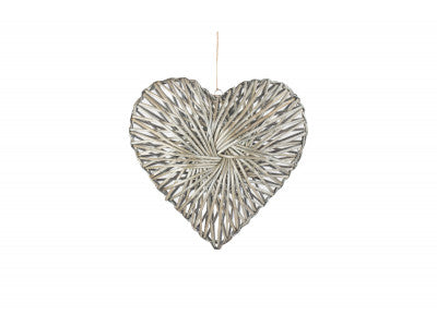 Medium Grey Heart Wreath 38x9x36cm