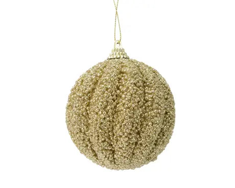 Bauble foam glitter light gold D.8cm