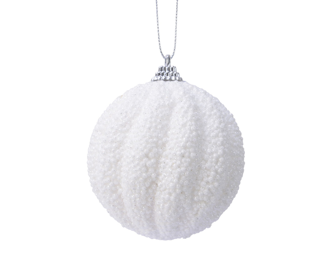 Bauble foam glitter glitter winter white D.8cm