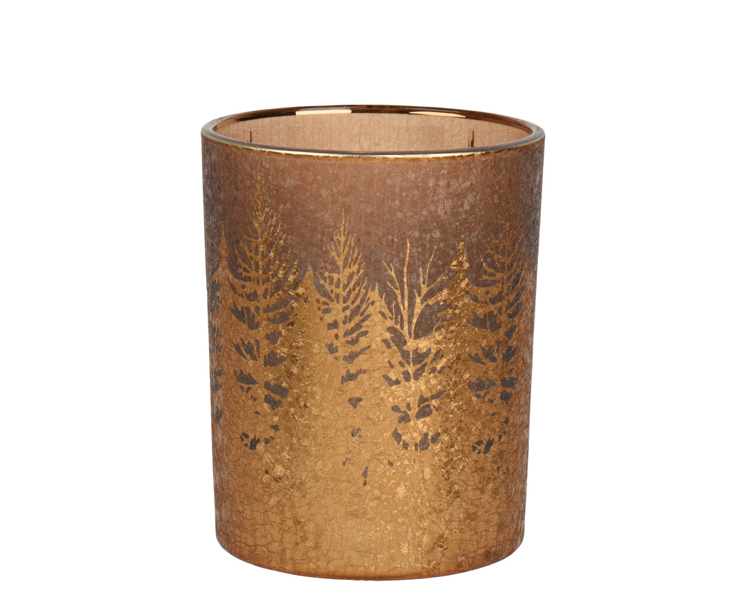Tealightholder glass tree gold D.10cm x H.12.5cm