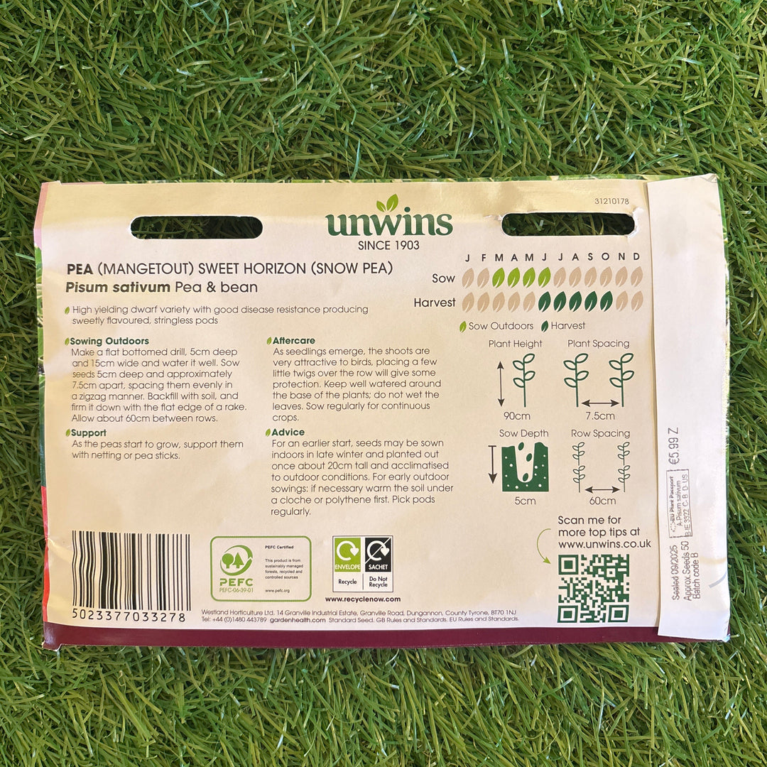 Pea (Mangetout) Sweet Horizon (Snow Pea) - Seed Packets - Windyridge Garden Centre