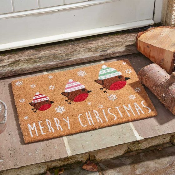 Festive Robin 40 x 60cm Door Mat
