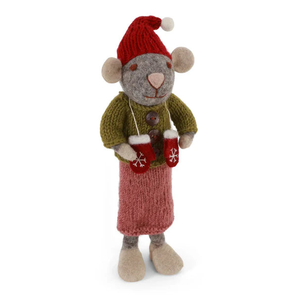 Big Grey Girly Mouse w/Mittens