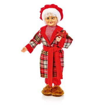 50cm Mrs Claus in Pyjamas and Present