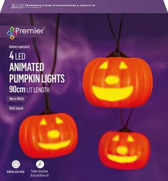 4 Led Animated Pumpkin Lights - Autumn Decorations - Windyridge Garden Centre
