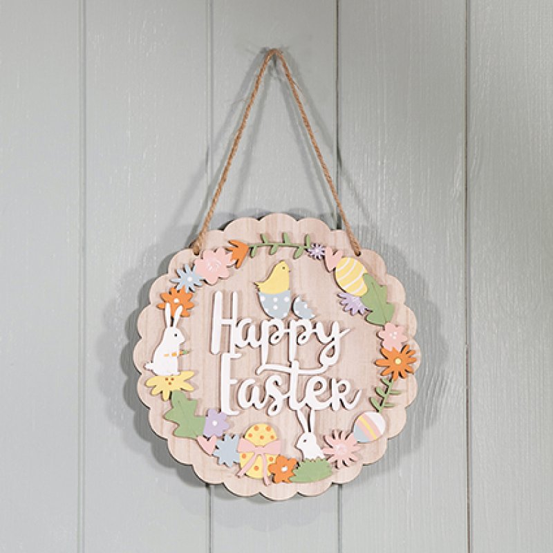 20cm Happy Easter Hanging Wooden Plaque