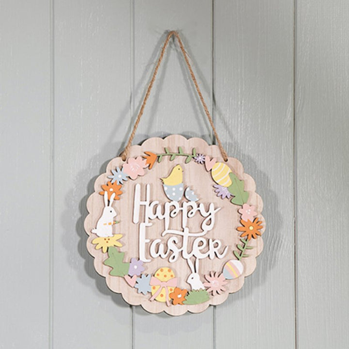 20cm Happy Easter Hanging Wooden Plaque