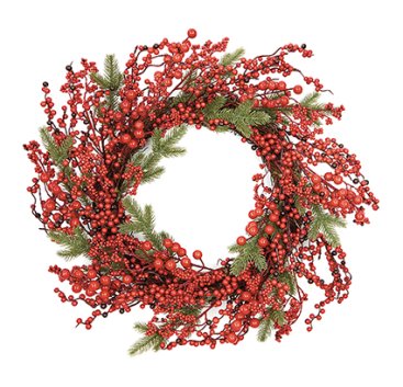 50cm Red Berry Rattan Wreath