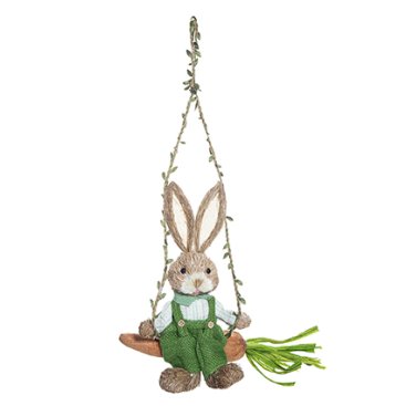Bobby Rustic Male Bunny On A Carrot Swing (65Cm) - Easter - Windyridge Garden Centre