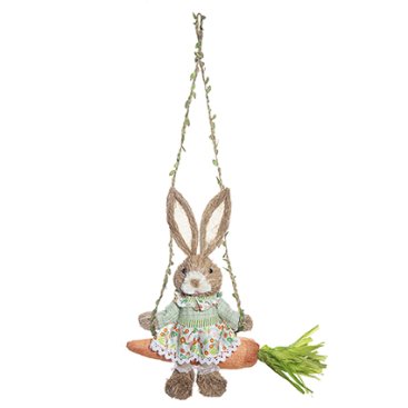 Gracie Rustic Female Bunny On A Carrot Swing (65Cm) - Easter - Windyridge Garden Centre