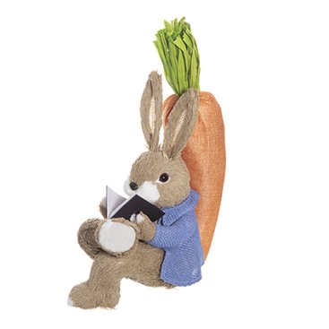 30Cm Rory Rustic Male Bunny Reading Book - Easter - Windyridge Garden Centre