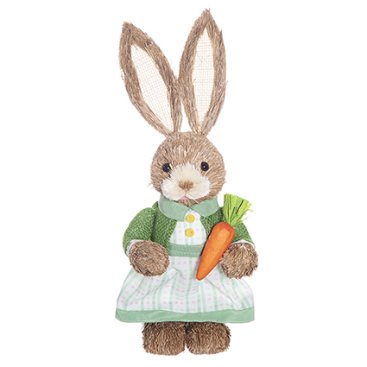 33Cm Olive Rustic Female Bunny Green Dress - Easter - Windyridge Garden Centre